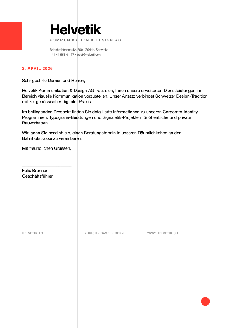 Swiss international decorative letterhead